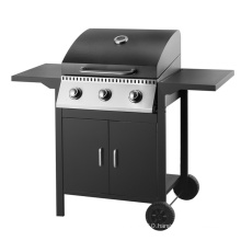 3 Burner Gas BBQ Grill Burner Gas Grill with Cabinets Wheels Stainless Steel Gas BBQ Grill